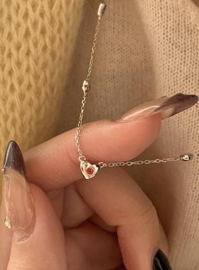 lullaby《热恋》s925纯银多颗爱心情人节红宝石项链女甜美锁骨链