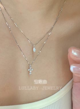 安眠曲纯银十字链女双层简约项链