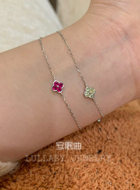 洗手不用摘不掉色纯银四叶草手链