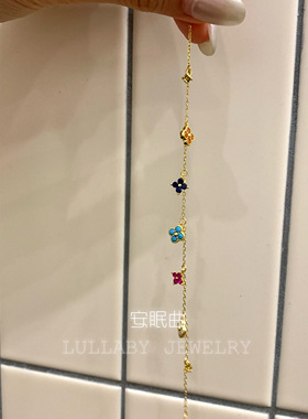 S925纯银锆石满天星四叶草手链