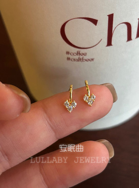 睡觉不用摘！s925纯银镀金简约大气日韩风小巧精致微镶气质耳钉女