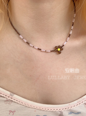 春日来信～自制冰透小花串珠项链