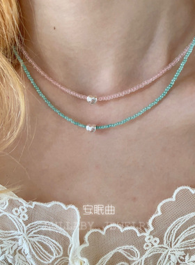 安眠曲手工串珠女爱心项链