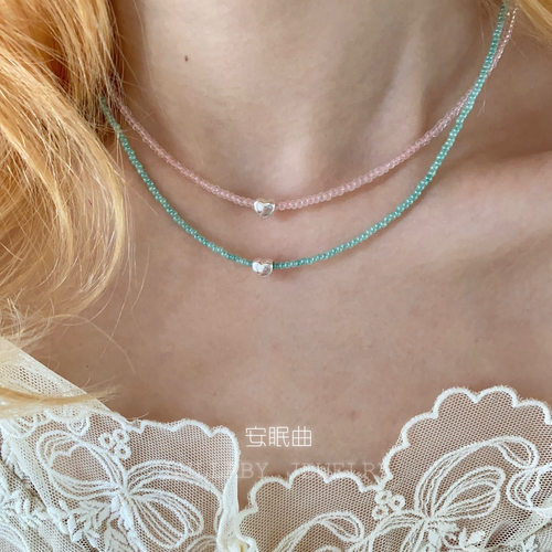 安眠曲手工串珠女爱心项链