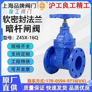 沪工俊工双恒精工良工Z45X-16Q弹性座暗杆法兰软密封闸阀消防水