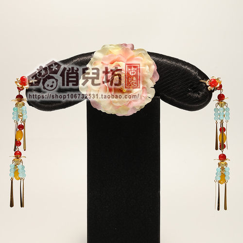 古装香槟色绢花还珠格格清宫发饰