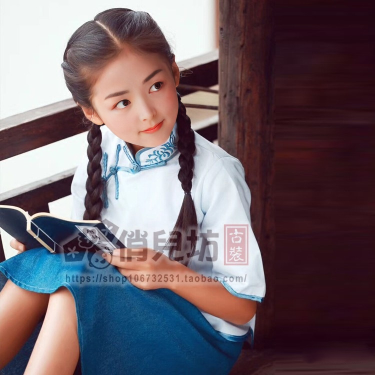 民国时期儿童服装五四学生装冷清秋同款女童装幼儿园表演服装特价