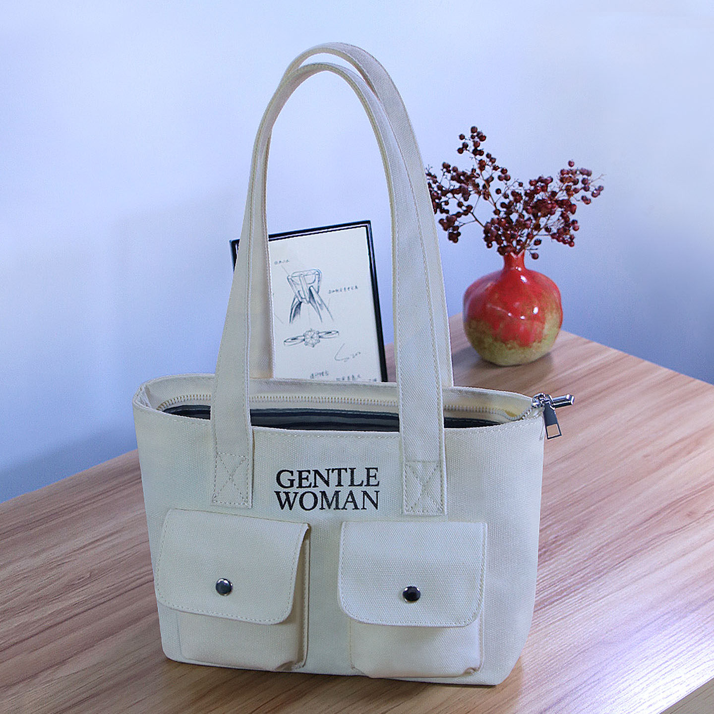 2026年新款女单肩小巧帆布包日韩版小众拉链学生上班女生百搭布包