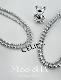 人造仿大溪地铂金灰双层叠戴八字扣珍珠项链一款多戴清冷气质