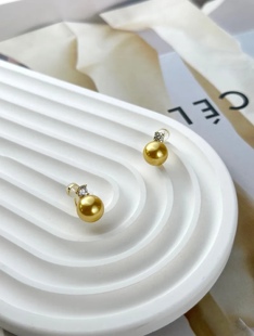 人造南洋金珠王妃耳夹经典黛妃无痛纯银耳饰