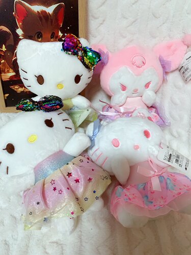 亮片凯蒂猫Hellokity猫库洛米毛绒玩具公仔娃娃礼物全店满5件包邮