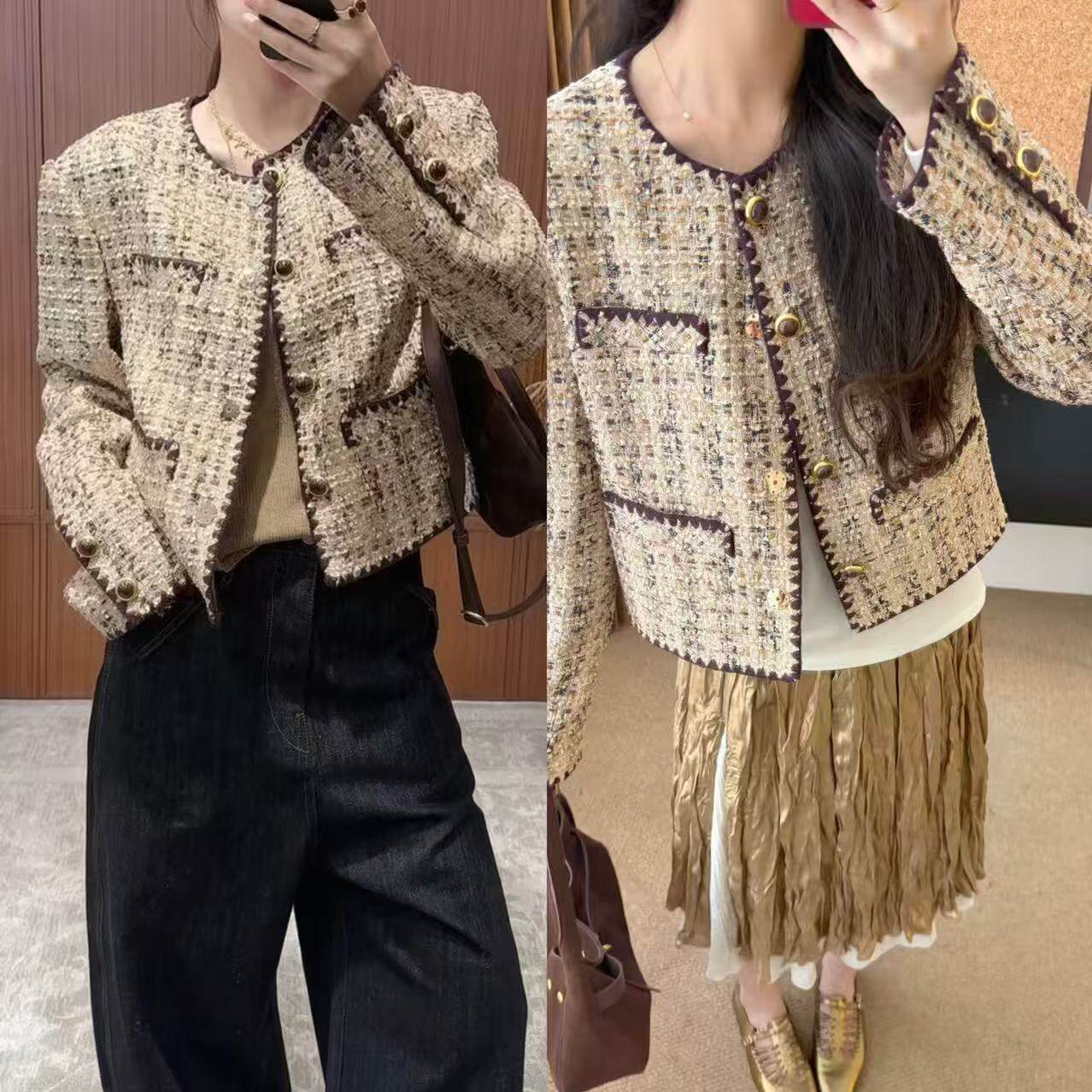 ICE~小香风轻奢编织粗花呢短外套