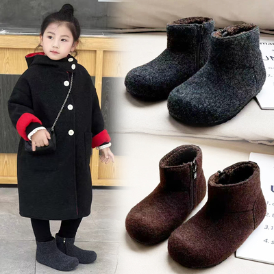 儿童靴子加绒保暖短靴
