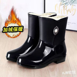 雨鞋女款中筒雨靴成人水鞋时尚冬天保暖加绒防水胶鞋套鞋厨房防滑