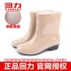 时尚 中筒雨靴成人水鞋 冬天保暖加绒防水胶鞋 套鞋 回力雨鞋 棉鞋 女款
