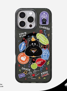 Jascent原创设计孤独派对闪粉效果小猫可爱卡通磁吸Magsafe手机壳适用于苹果iPhone16ProMax15Pro