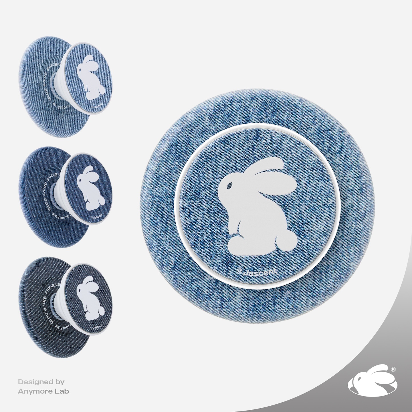 原创可爱兔子牛仔布手机磁吸支架