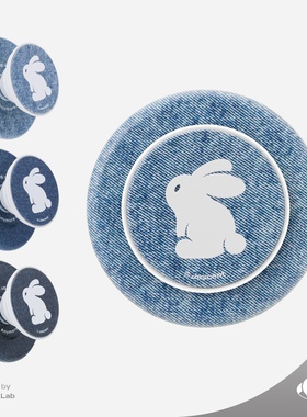 Jascent原创兔子牛仔布丹宁无棱气囊磁吸支架可爱插画MagSafe磁吸