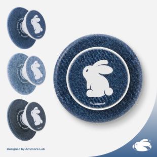 Jascent原创兔子牛仔布丹宁无棱气囊磁吸支架可爱插画MagSafe磁吸