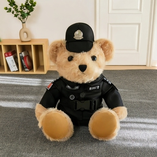 特警小熊公仔玩偶毛绒玩具汽车尾摩托车熊公仔单位活动纪念品娃娃