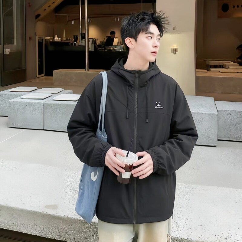 帅小子春夏2026男大童薄型连帽外套简潮初高中生休闲时尚单层风衣