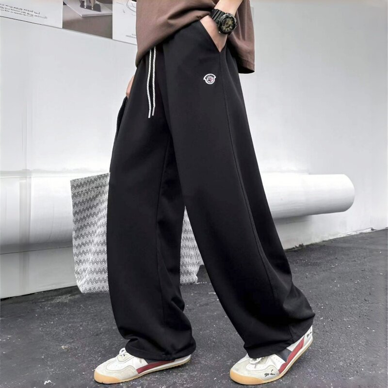 夏款2026男大童薄料针织微弯运动裤潮流青少年学生末班车抽绳卫裤