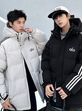 乔迪丹娜冬款2025男大童时尚满印拉条羽绒服潮流初高中生90白鸭绒