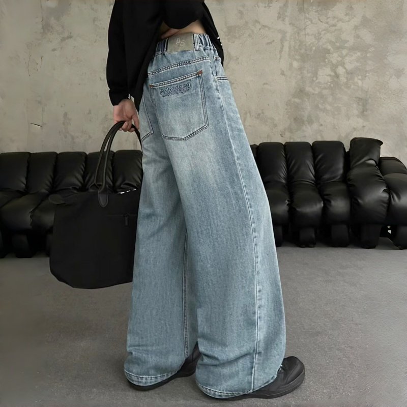 末班车春款2026男大童牛仔直筒裤12男孩16岁学生宽松简潮直筒裤子