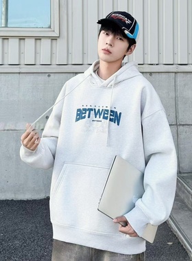 乔迪丹娜冬新款2025男大童加厚一体绒连帽卫衣青少年学生休闲帽衫