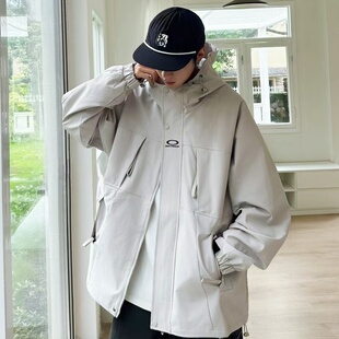 促销男大童休闲连帽风衣春秋外套青少年初高中学生宽松加肥冲锋衣