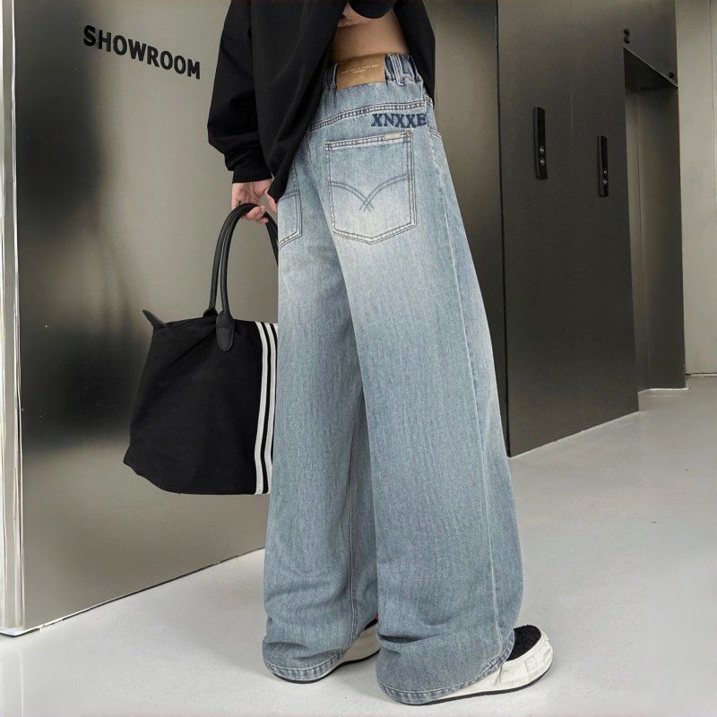 末班车春款2026男大童兰牛仔直筒裤青少年初高中学生宽松休闲长裤