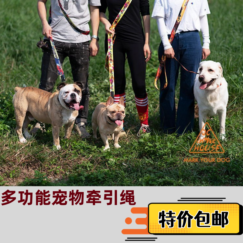 宠物多功能牵引绳JC HOUSE犬用项圈狗狗胸背外出遛狗绳子宠物用品