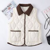 羽绒棉马甲女2025秋冬新品 翻领外穿欧美风棉服背心坎肩外套潮 韩版