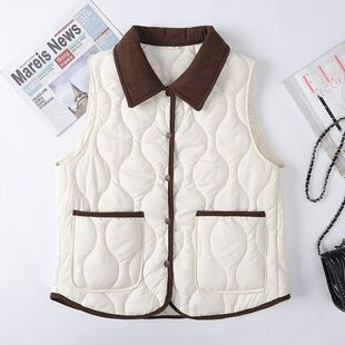 羽绒棉马甲女2025秋冬新品韩版翻领外穿欧美风棉服背心坎肩外套潮