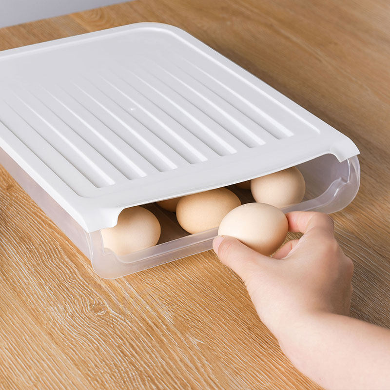 日本IMAKARA鸡蛋盒冰箱保鲜收纳盒防摔滚动鸡蛋托透明滚蛋鸡蛋盒