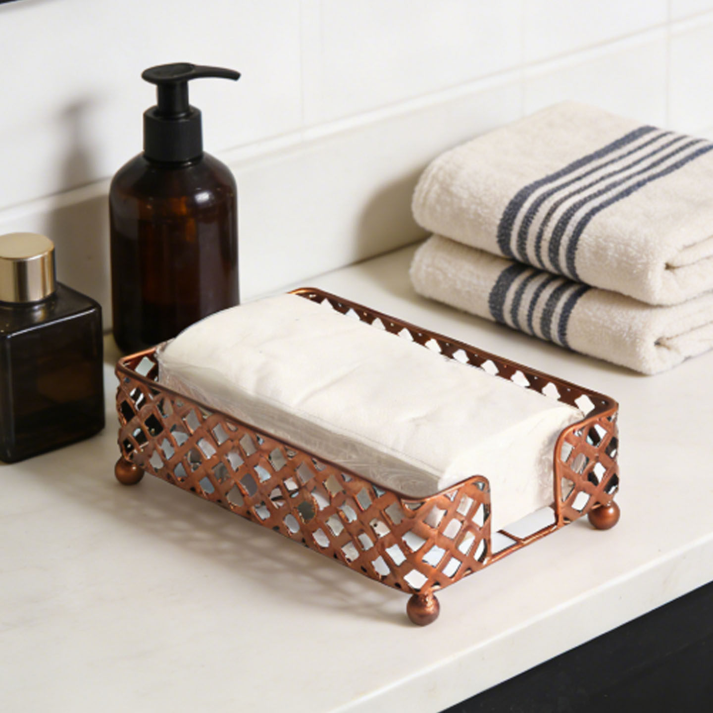 复古锚钉效果长方形擦手纸盒纸巾架浴室卫生间免打孔置物收纳架