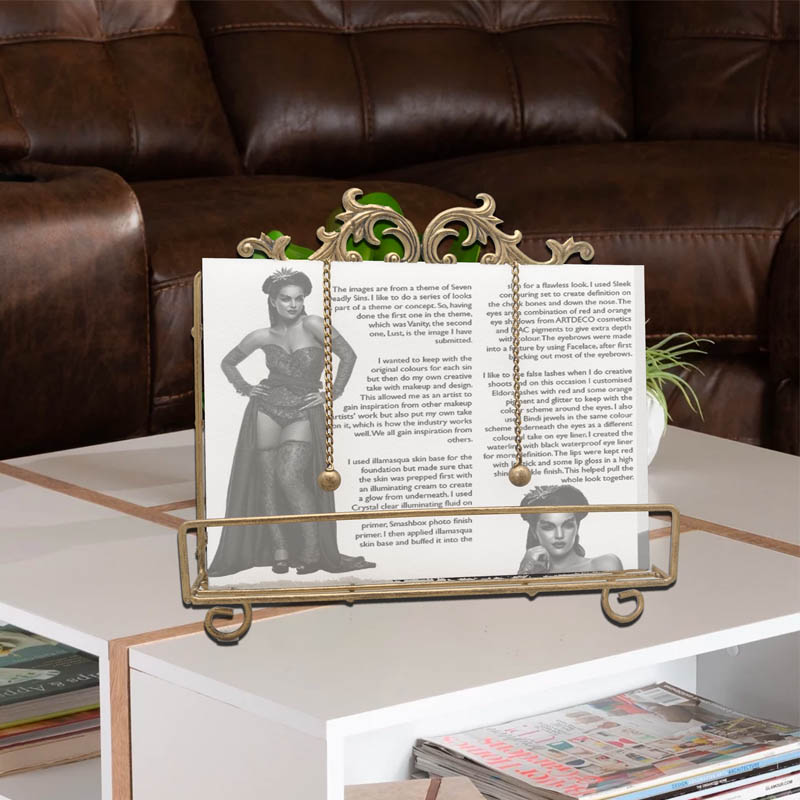 欧式铁艺厨房餐厅点菜架阅读书架立式复古收纳广告展示临帖乐谱架