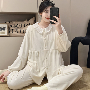 哺乳喂奶衣套装 月子服秋冬季 海岛绒孕妇睡衣产后加绒加厚11月大码