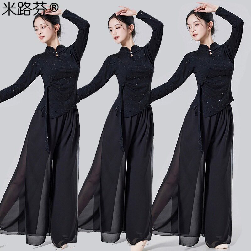 新款立领古典舞服广场舞蹈服装长袖中国舞服装扇子舞练功表演出服