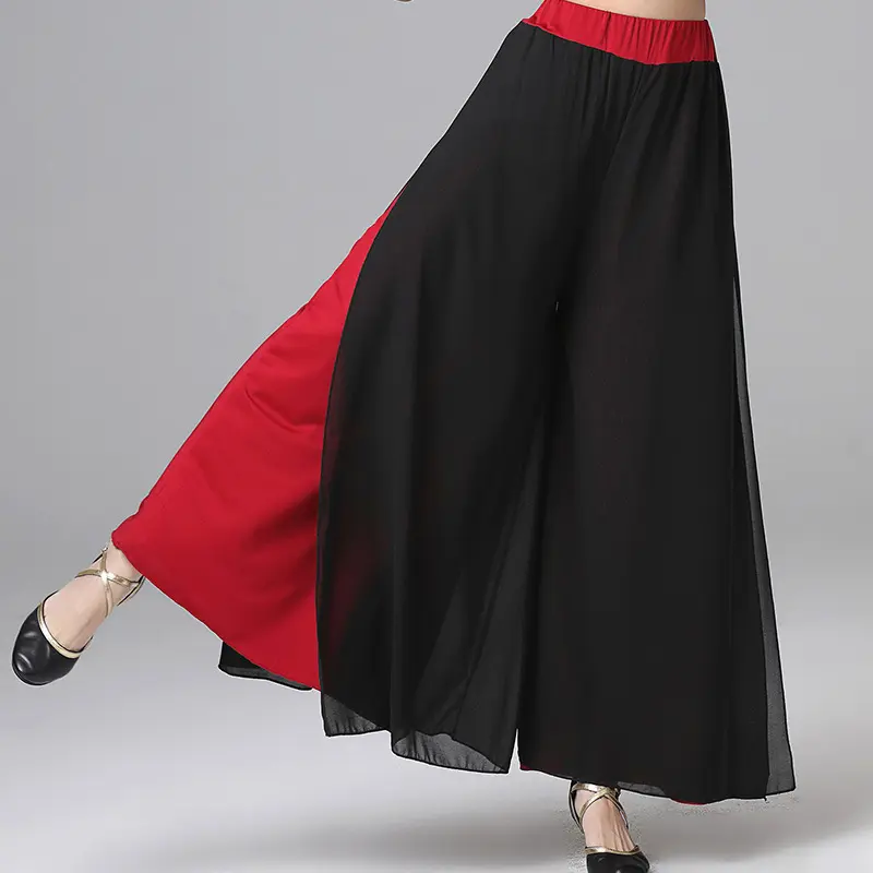 夏季雪纺裤九分裤高腰裙跳舞裤子裙裤阔腿裤女裤裙垂感飘逸休闲裤