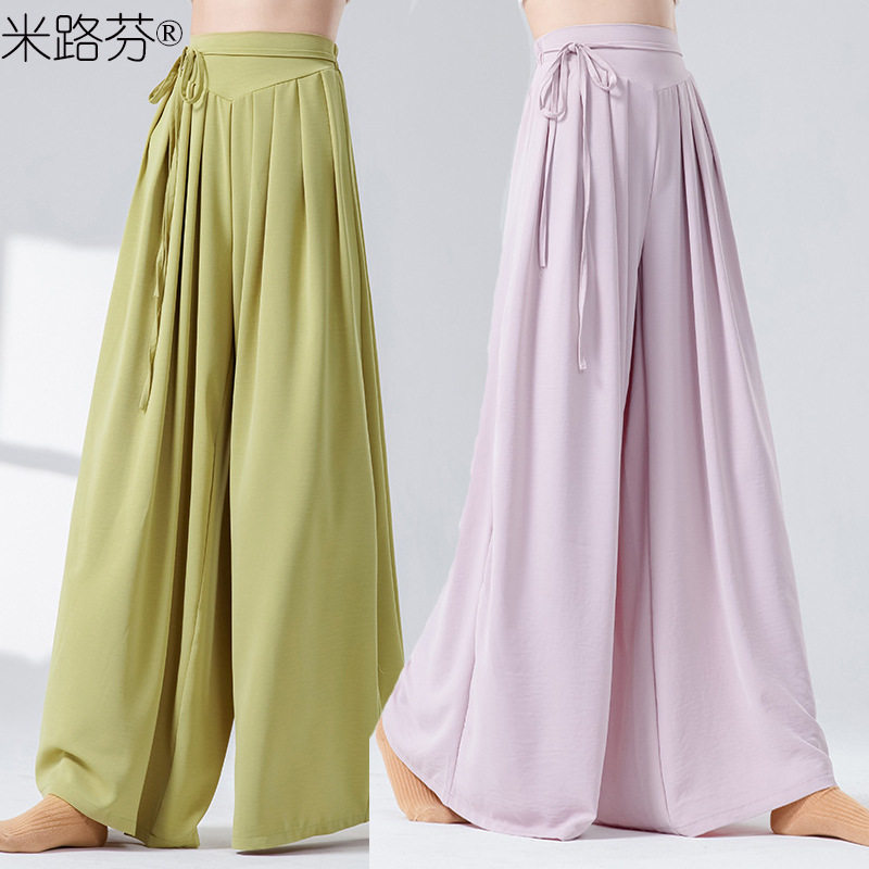 现代舞宽松中国舞练功舞蹈阔腿裤高腰裤垂感直筒古典舞日常穿裤子