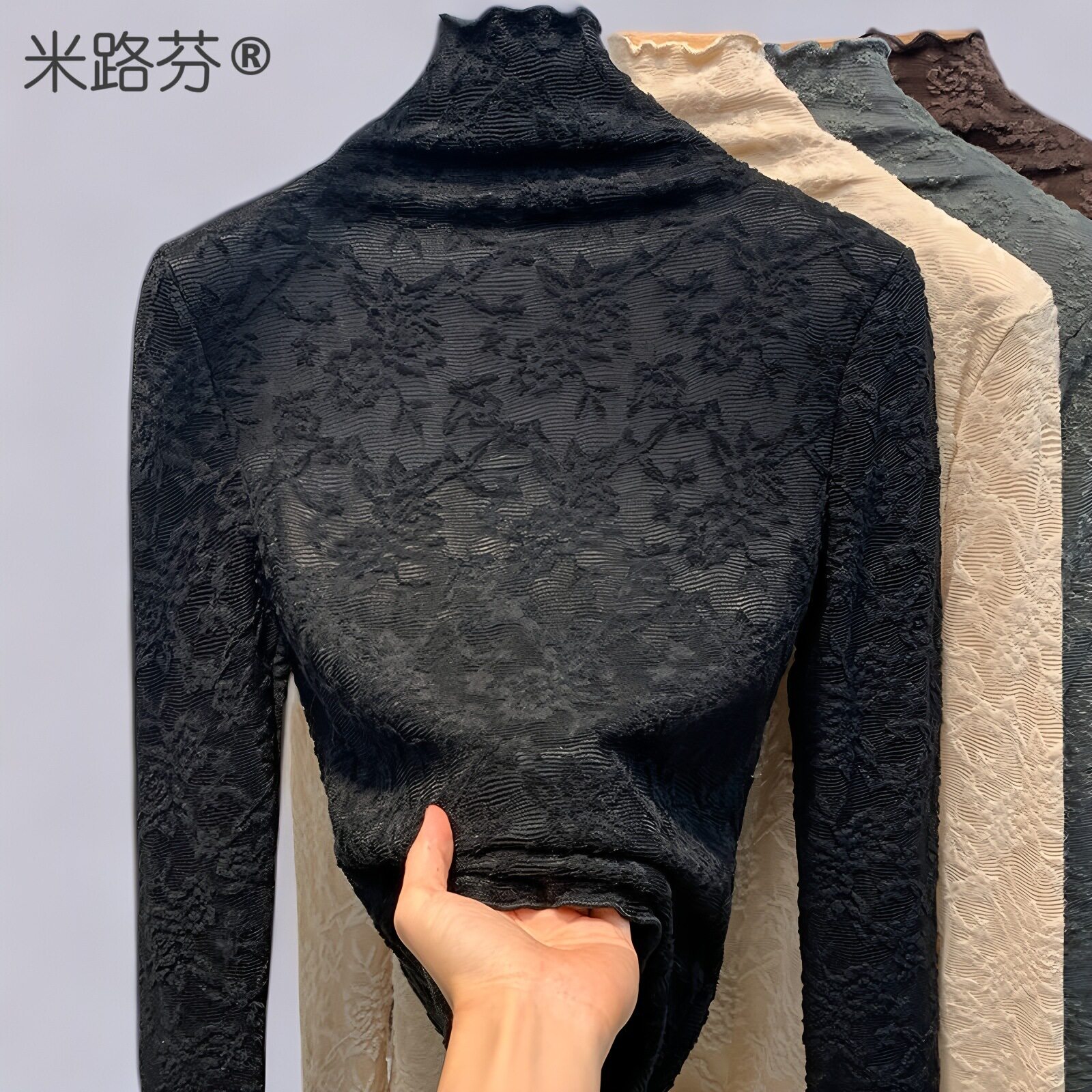 百搭外穿保暖内衣加绒洋气半高领小衫秋冬网红打底衫女蕾丝内搭