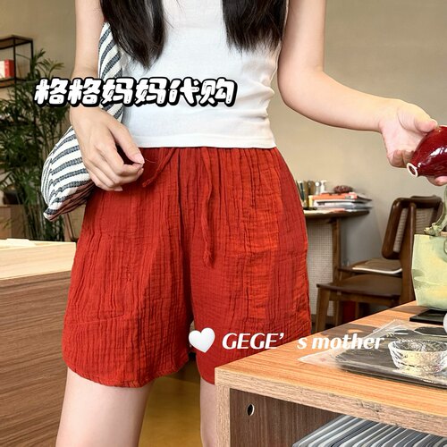 泰国正品代购女夏季休闲家居舒适棉麻棉质遛弯凉凉短裤