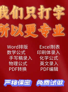 word打字服务排版人工Excel制表公式录入mathtype手写格式修改