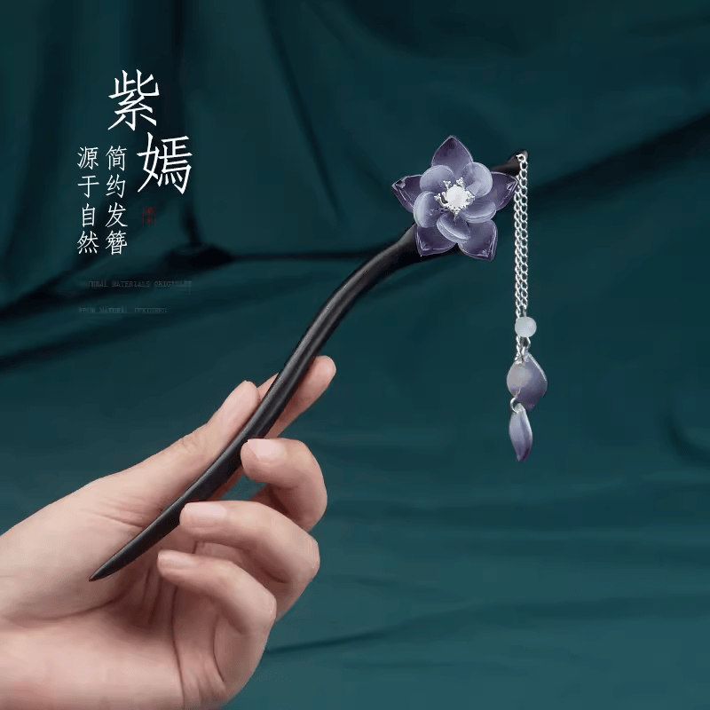 手工盘发黑木簪子黑檀木古风