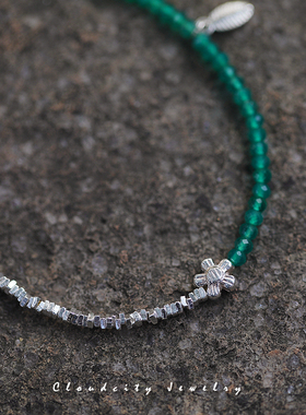 精致文艺显白绿玉髓925银手链