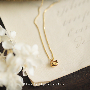 Cloudcity喵喵喵精选可爱猫咪动物哈基米可爱学生925银镀金短项链