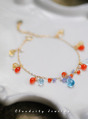 托帕石红玉髓黄水晶手作手链