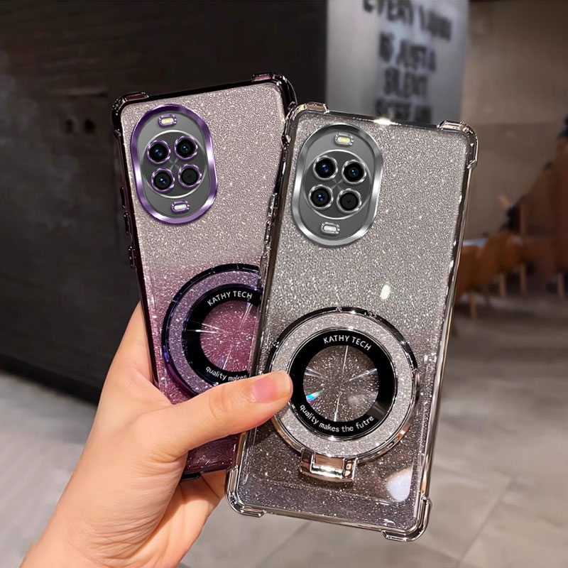 四角防摔带支架适用于华为Nova14手机壳 TLR-AL00新款noval4个性网红软女男透明简约外壳电镀保护套全包