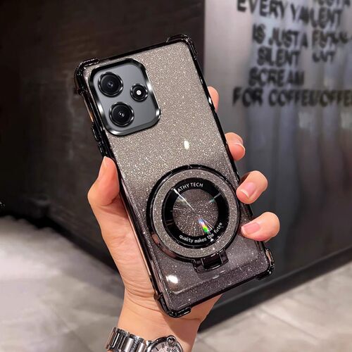 四角防摔带磁吸支架适用于适用红米Note12r手机壳23076RA4BC全包网红软男潮个性新款女外壳透明电镀保护套